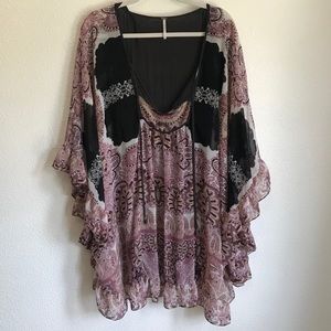 🌺Free People Purple Paisley Caftan Mini Dress🌺